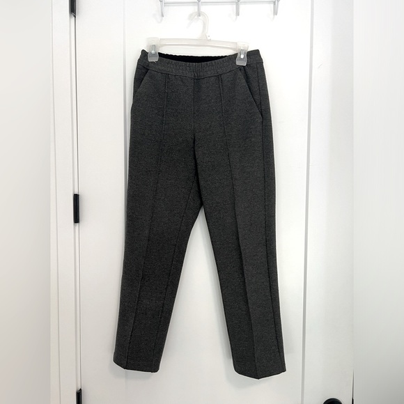The Group Babaton -  Straight Leg Grey Flannel Pleated Pull On Pants - Picture 1 of 11